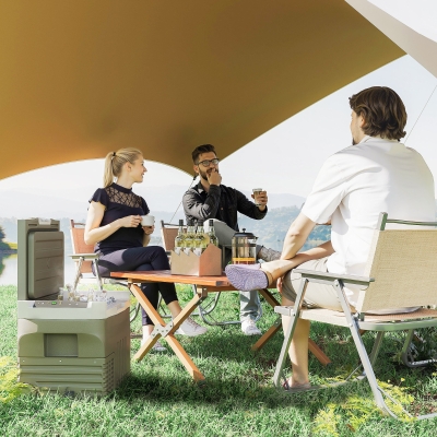 Outsunny Réfrigérateur Portatif Électrique 30L Réfrigérateur de Voiture 12V/24V -20℃ à +20 ℃ avec Écran LED Tactile 61x39x41,5 cm Vert