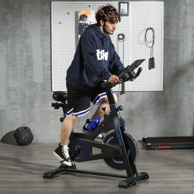 HOMCOM Vélo d'Appartement avec Résistance Réglable Volant d'Inertie 8 kg Écran LCD Guidon et Selle Ajustables Bleu