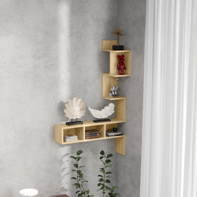 HOMCOM Étagère Rangement MDF Chêne 80x20x128.5 cm