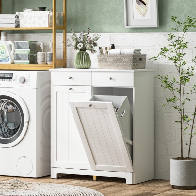 HOMCOM Meuble Salle de Bain Blanc avec Paniers et Rangement