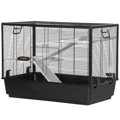 PawHut Cage Cochon d'Inde Noir 80x48x58cm avec Accessoires