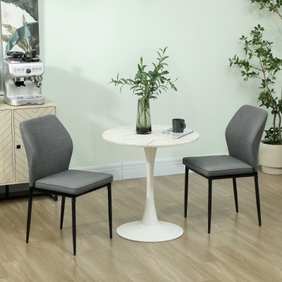 HOMCOM Set 2 Chaises Velours Gris Dossier Ergonomique Salle à Manger