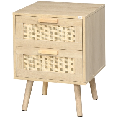 HOMCOM Table de Chevet Boho 40x40x56cm Bois Naturel