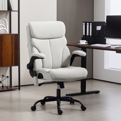 HOMCOM Chaise Bureau Massage Réglable Accoudoirs Gris 66x67x113-121cm