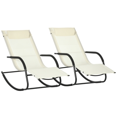 Outsunny Set 2 Sdraio a Dondolo con Braccioli e Poggiatesta