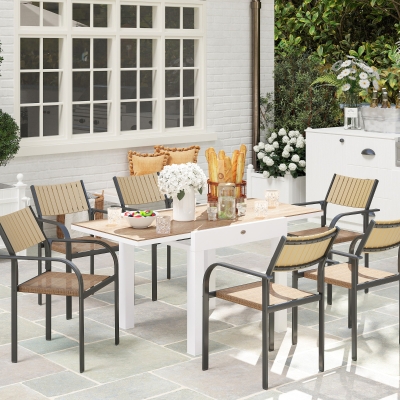Outsunny Table Extensible Jardin 80-160cm 4-6 Places Blanc