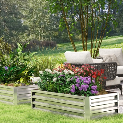 Outsunny Bac Surélevé Acier Galvanisé 120x60x30,5cm Argent
