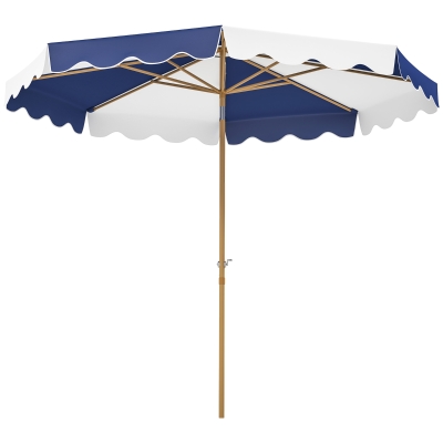 Outsunny Parasol Ø2,67m UV50+ Ajustable Rayé Bleu/Blanc