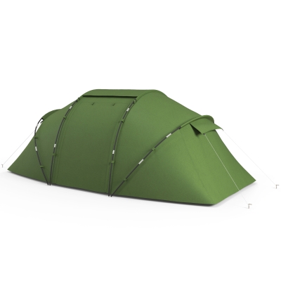 Outsunny Tente Camping 4-6 Pers 2 Chambres Sac Vert 430x240x170 cm