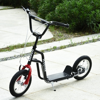 HOMCOM Trottinette Enfant 12" Guidon Réglable Noir dès 5 Ans