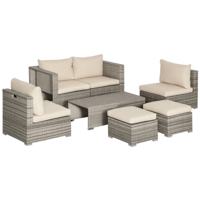 Outsunny Set Salotto da Giardino Rattan 75cm x 75cm x 71cm Beige