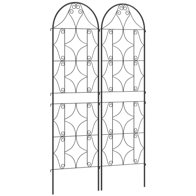 Outsunny Treillis Jardin Métal Noir 50x180cm Lot de 2