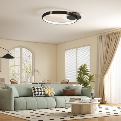 HOMCOM Plafonnier LED Moderne 30W Noir Luminosité Réglable