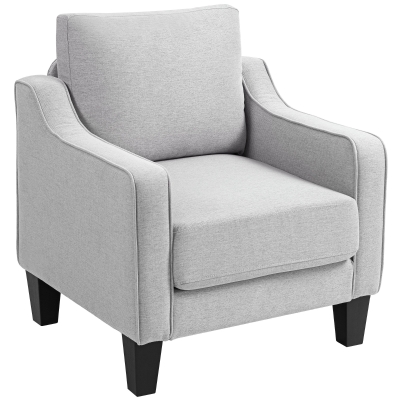 HOMCOM Fauteuil Moderne Tissu Gris 77x77x86 cm