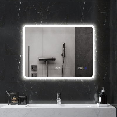 HOMCOM Miroir LED Salle de Bain 80x60cm Bluetooth Antibuée IP44