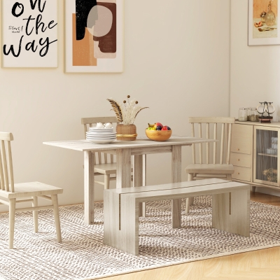 HOMCOM Table à Rabat 4 Pers. 140x70cm Chêne Imperméable