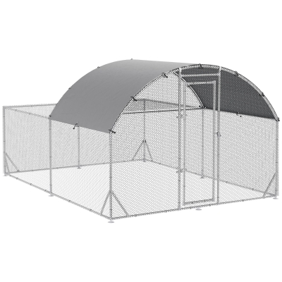 PawHut Gallinero Exterior Grande 380x280x195 cm para 10-12 Gallinas con Cubierta de Tela para Pollos Conejos Patos Plata