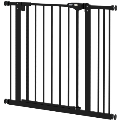 PawHut Barrière Sécurité Chiens 74-87cm Métal Noir