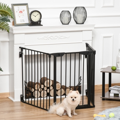 PawHut Barrière Pliable 3 Panneaux Chiens Petite/Moyenne Taille Noir