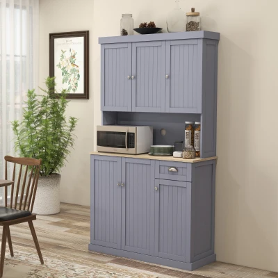 HOMCOM Freestanding Kitchen Cabinet Grey 180cm