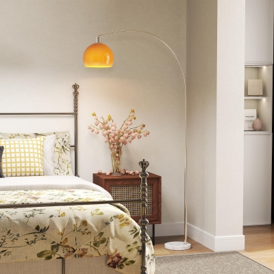 HOMCOM Lampadaire Arqué Métal et Marbre 180cm Blanc/Orange