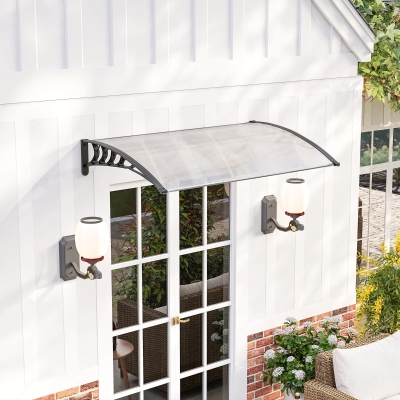 Outsunny Tejadillo de Protección para Puertas Ventanas Marquesina de Exterior de Aleación de Aluminio 150x90x25 cm Transparente