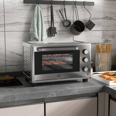 HOMCOM Mini Four 30L 1600W Argent Température et Minuterie réglables