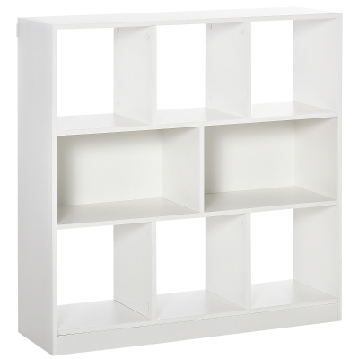 HOMCOM Bibliothèque Mobile 3 Niveaux 8 Plateaux MDF Blanc