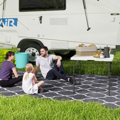 Outsunny Table Pliable Camping Réglable Hauteur Plastique Métal Blanc