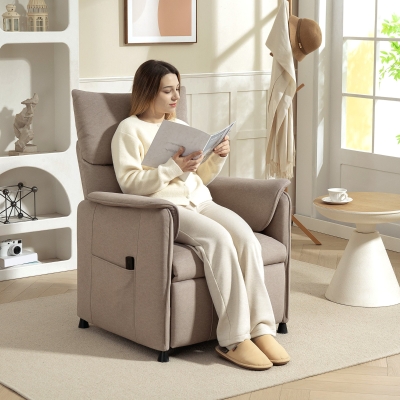 HOMCOM Fauteuil Inclinable Électrique Velours Marron 80x83x104cm