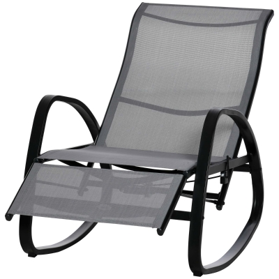 Outsunny Fauteuil Bascule Jardin 160kg Texteline Gris Ajustable
