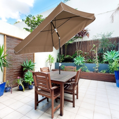 Outsunny Parasol Carré 2x2m Réglable Portable Métal Polyester Café