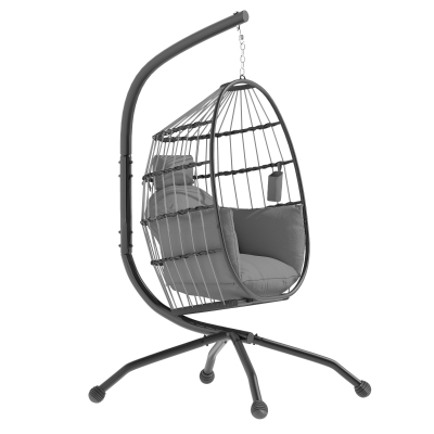 Outsunny Chaise Suspendue Gris avec Support Int/Ext 120kg