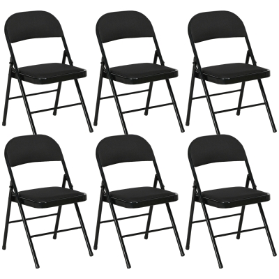 HOMCOM Set 6 Chaises Pliantes Rembourrées Polyester Acier Noir