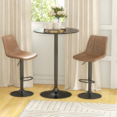 HOMCOM Table Bar Ronde Moderne Ø70x102cm MDF Noir Acier