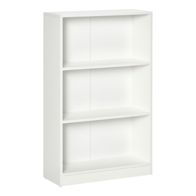 HOMCOM Estantería Librería con 3 Compartimentos de Almacenaje Libros CDs Plantas para Salón Estudio Dormitorio 62,2x24x102,4 cm Blanco