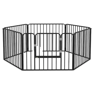 PawHut țarc pentru câini cu 6 panouri modulare pentru interior și exterior, din oțel, 164x83x60 cm, negru