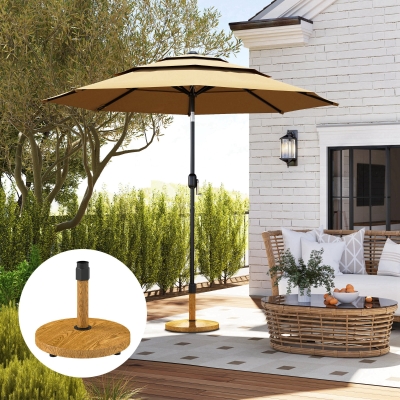 Outsunny Base Parasol Roulettes Freins Métal Bois Ø48x44 cm