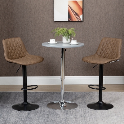 HOMCOM 2 Tabourets Bar Pivotants Réglables Similicuir Marron