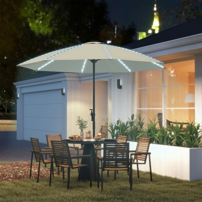 Outsunny Parasol LED Ø300cm UV50+ Aluminium Crème