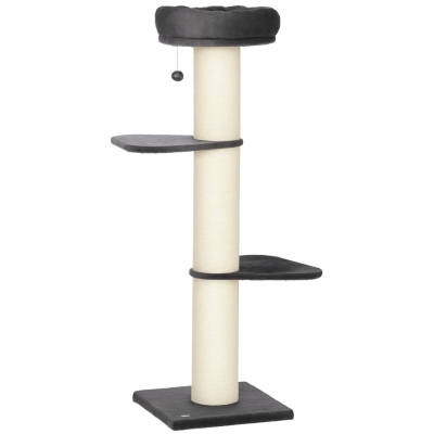 PawHut Arbre Chat Sisal 2 Plateformes Panier Gris