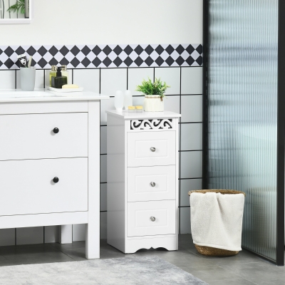 HOMCOM Armoire Basse MDF Blanc avec Tiroirs 29,8x29,8x68,5cm