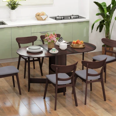 HOMCOM Table Pliante Ovale Bois Marron Gain de Place