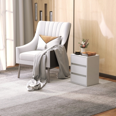 HOMCOM Commode 3 Tiroirs Bois Blanc 40x30x50.5 cm