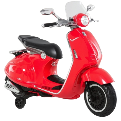 HOMCOM Moto Elettrica per Bambini con Rotelle Luci e Suoni Rossa