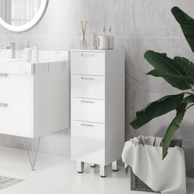 Kleankin Armoire Salle de Bain 4 Tiroirs Blanc