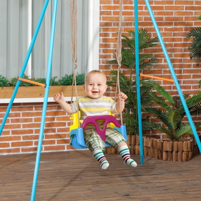 Outsunny Balançoire Enfants 3-en-1 Intérieur/Extérieur Ajustable