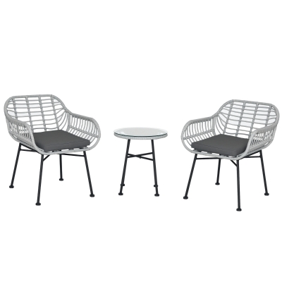 Outsunny Set 2 sedie con tavolino 64cm x 63cm x 76cm Grigio