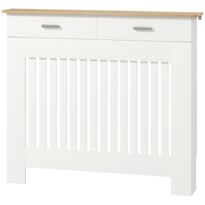 HOMCOM Cache-radiateur Bois avec Tiroir 112x19x97 cm Blanc