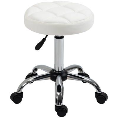 HOMCOM Tabouret Pivotant Réglable Similicuir Blanc Ø35,5x51-67cm